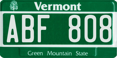 VT license plate ABF808