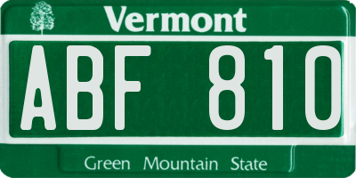 VT license plate ABF810