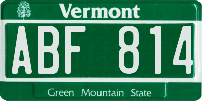 VT license plate ABF814