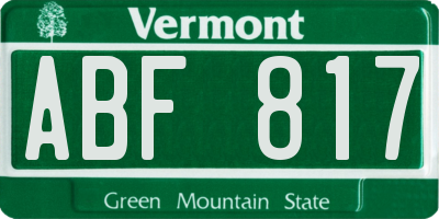 VT license plate ABF817