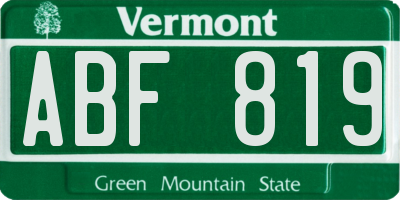 VT license plate ABF819