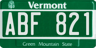 VT license plate ABF821