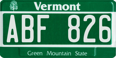 VT license plate ABF826