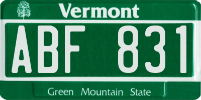 VT license plate ABF831