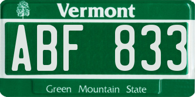 VT license plate ABF833