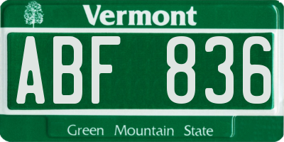 VT license plate ABF836