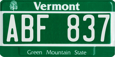 VT license plate ABF837