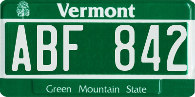 VT license plate ABF842