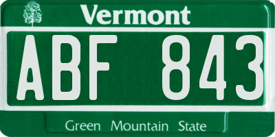 VT license plate ABF843