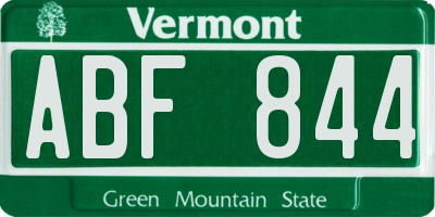 VT license plate ABF844