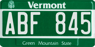 VT license plate ABF845