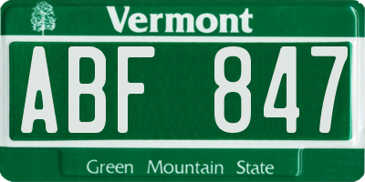 VT license plate ABF847