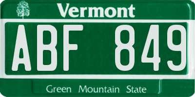 VT license plate ABF849