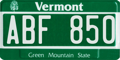 VT license plate ABF850