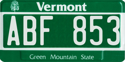 VT license plate ABF853