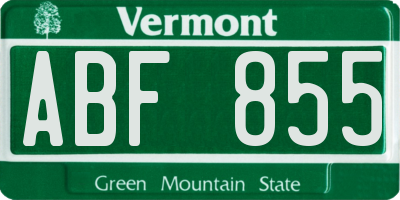 VT license plate ABF855