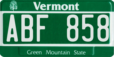 VT license plate ABF858