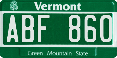 VT license plate ABF860