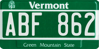 VT license plate ABF862