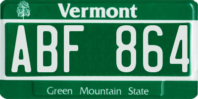 VT license plate ABF864