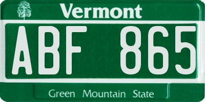 VT license plate ABF865
