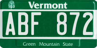 VT license plate ABF872