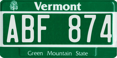 VT license plate ABF874