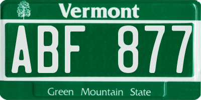 VT license plate ABF877