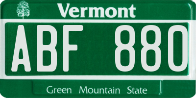 VT license plate ABF880