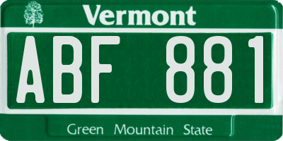 VT license plate ABF881