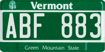 VT license plate ABF883