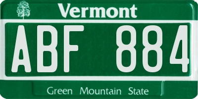 VT license plate ABF884