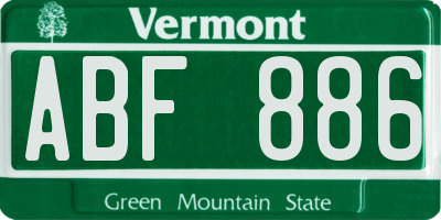 VT license plate ABF886