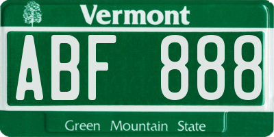 VT license plate ABF888