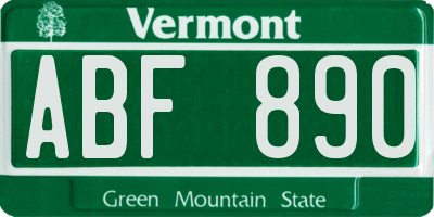 VT license plate ABF890