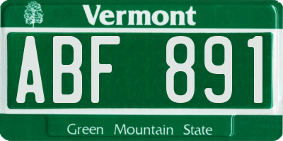 VT license plate ABF891