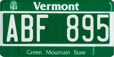 VT license plate ABF895