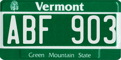 VT license plate ABF903