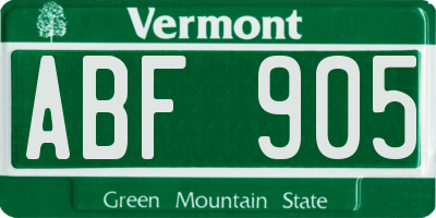 VT license plate ABF905