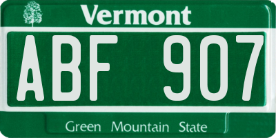 VT license plate ABF907