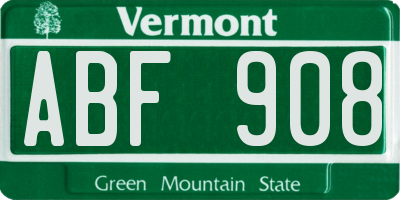 VT license plate ABF908