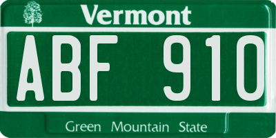 VT license plate ABF910