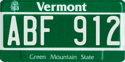 VT license plate ABF912