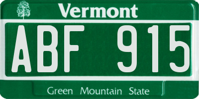 VT license plate ABF915