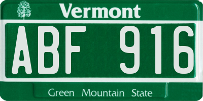 VT license plate ABF916