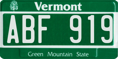 VT license plate ABF919