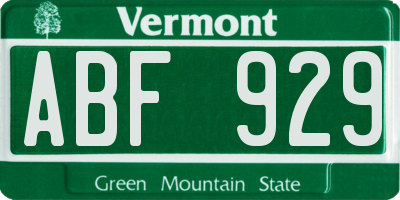 VT license plate ABF929