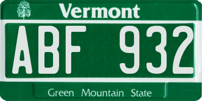 VT license plate ABF932