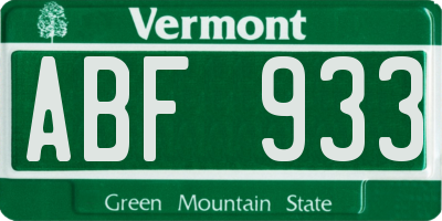 VT license plate ABF933