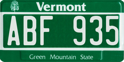 VT license plate ABF935